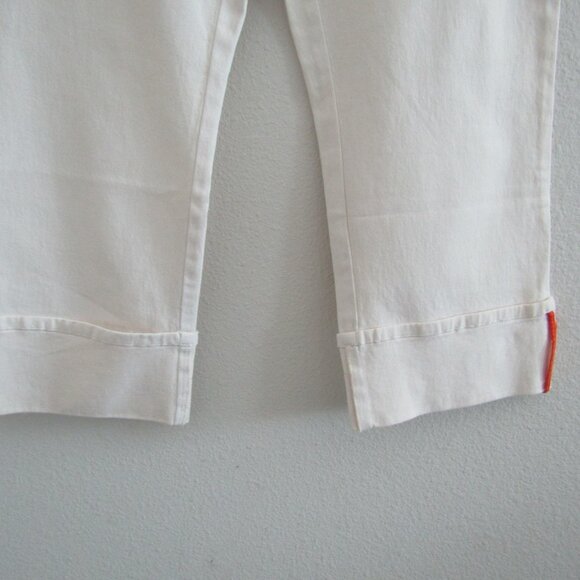 Lands End Women's Jeans 12 White Cropped Wide Leg Selvedge Denim Casual Coastal - Picture 3 of 11